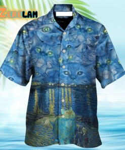 Starry Night Art Cat Hawaiian Shirt