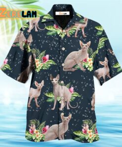 Cat Tropical Floral Sphynx Cat Hawaiian Shirt