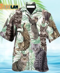 Cat Tropical Leaf Tabby Hawaiian Shirt