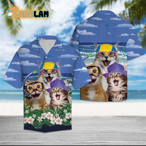 Cats Summer Beach Hawaiian Shirt