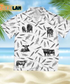 Cattle And Barley Pattern White Hawaiian Shirt