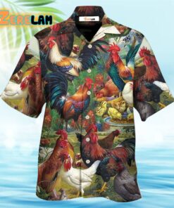 Chicken Lovers Retro Style Background Hawaiian Shirt