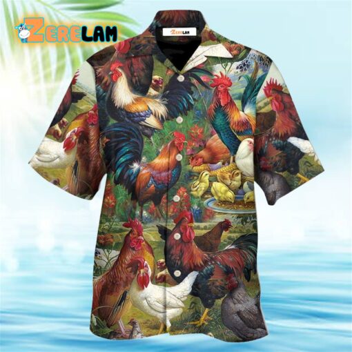 Chicken Lovers Retro Style Background Hawaiian Shirt