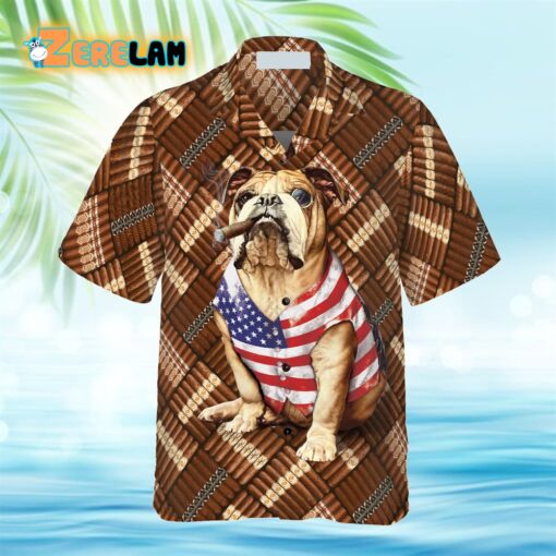Cigar And American Bulldog Hawaiian Shirt