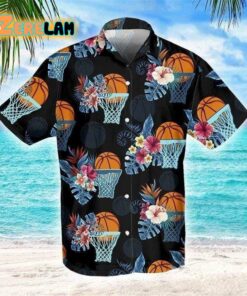 Colorful Basketball Flowers Tropical Hawaiian Shirt