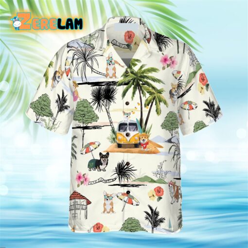 Corgi Hawaii Beach Hawaiian Shirt