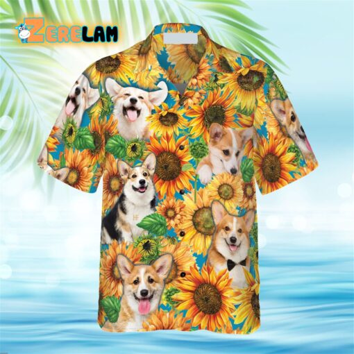 Corgi Lovers With Sunflower Hawaiian Shirt