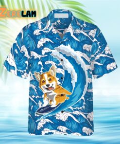 Corgi Surfing Dog Hawaiian Shirt