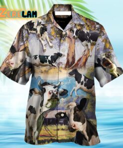 Cow Dancing In The Australian Landscape Cattle Art Style Hawaiian Shirt