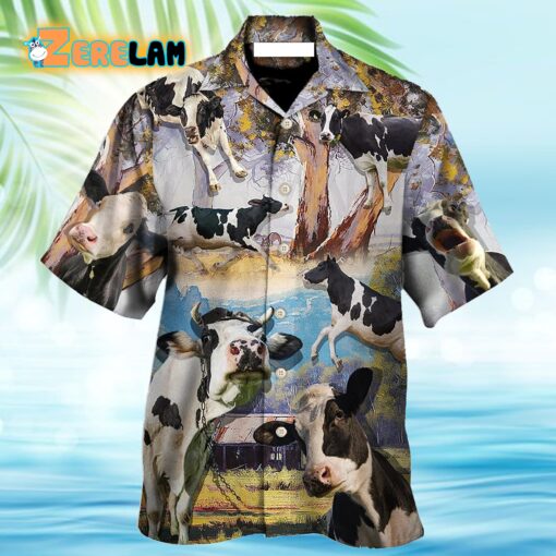 Cow Dancing In The Australian Landscape Cattle Art Style Hawaiian Shirt