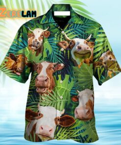 Cow Face Troll Funny Cattle Tropical Style Hawaiian Shirt