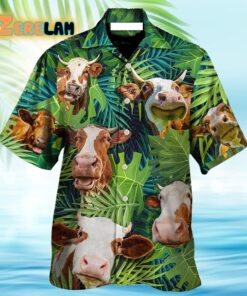 Cow Face Troll Funny Lover Cattle Tropical Style Hawaiian Shirt