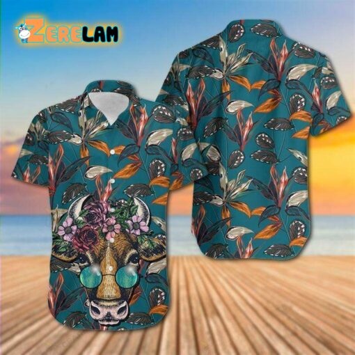 Cow Floral Tropical Hawaiian Shirt