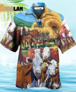 Cow Peaceful Life Hereford Cow Hawaiian Shirt