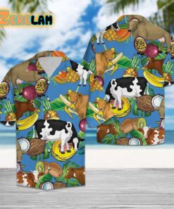 Cow Tropical Fruits Hawaiian Shirt