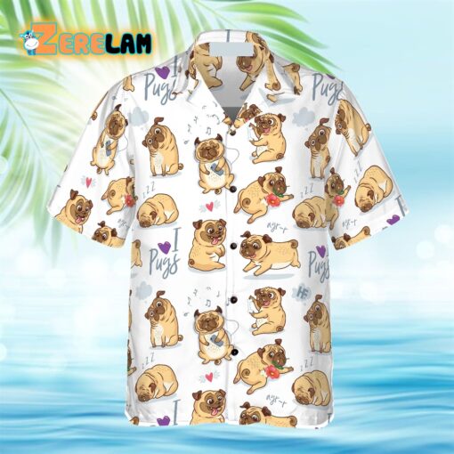Cute Funny Pugs Hawaiian Shirt