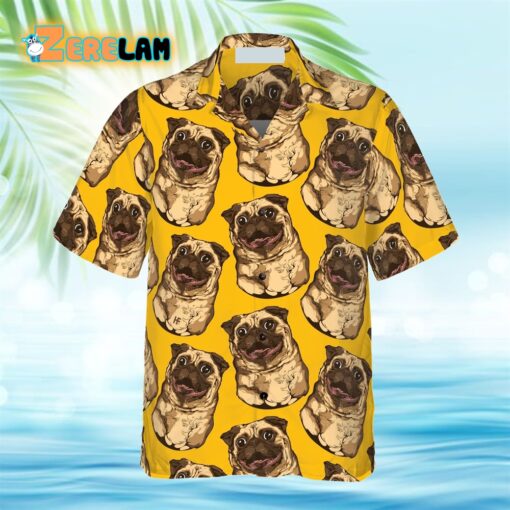 Cute Pugs Seamless Pattern Hawaiian Shirt