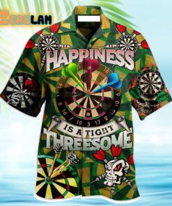 Darts Happiness Is A Tight Threesome Green Vintage Hawaiian Shirt