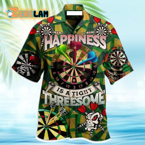 Darts Happiness Is A Tight Threesome Green Vintage Hawaiian Shirt