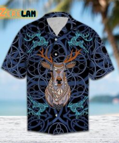 Deer Blue Mandala Hawaiian Shirt
