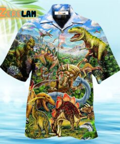 Dinosaur Rawrsome World Blue Sky Hawaiian Shirt