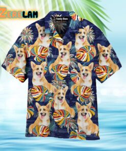 Dog Corgi Puppy Palm Leaves Hawaiian Shirt