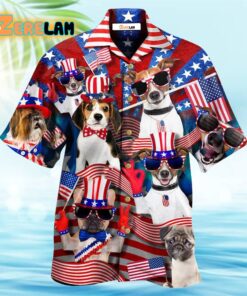 Dogs Patriotic America Hawaiian Shirt
