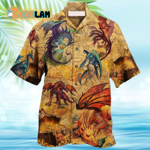 Dragon Love Gold Hawaiian Shirt