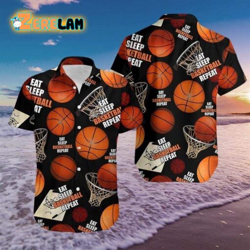 Eat Sleep Basketball Repeat Hawaiian Shirt