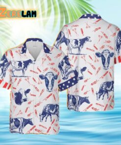 Fire Cracker Holstein Friesian Cattle Hawaiian Shirt