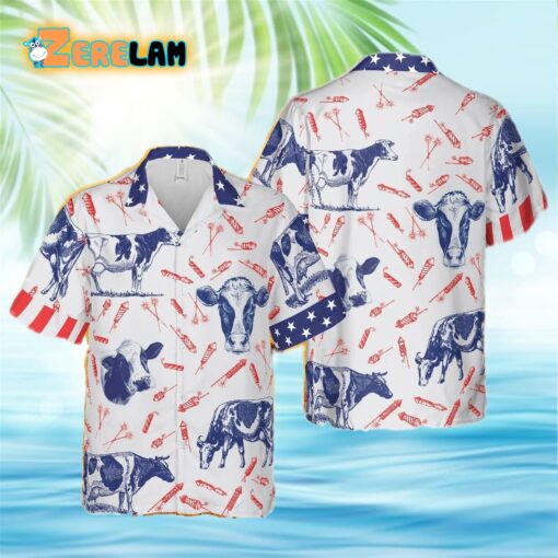 Fire Cracker Holstein Friesian Cattle Hawaiian Shirt