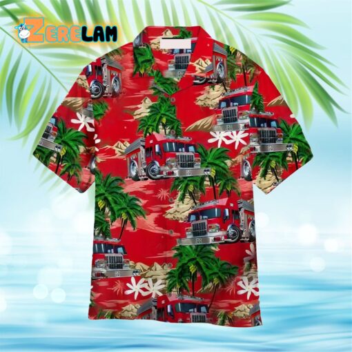 Firefighter Car Palm Island Hawaiian Shirt