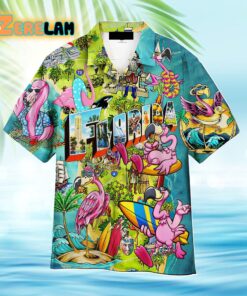 Flamingo Florida Beach Summer Party Colourful Hawaiian Shirt