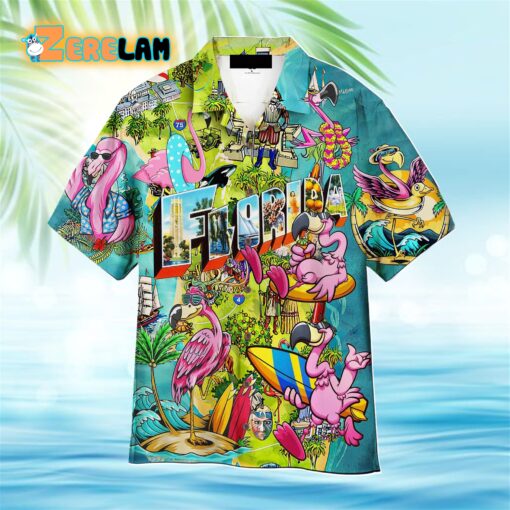 Flamingo Florida Beach Summer Party Colourful Hawaiian Shirt