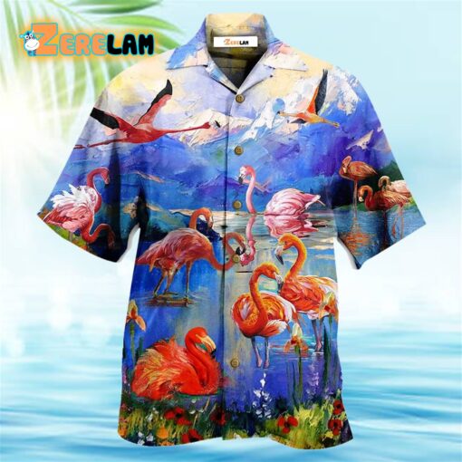 Flamingo Fly To Hawaii Hawaiian Shirt