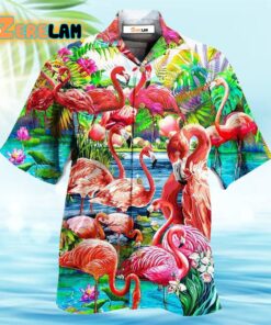 Flamingo Green Slow Down Enjoy The Moment Hawaiian Shirt