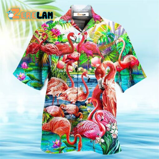 Flamingo Green Slow Down Enjoy The Moment Hawaiian Shirt