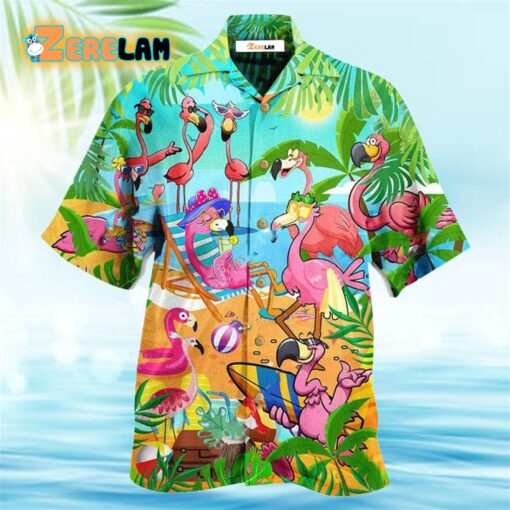 Flamingo Let’s Get Flocked Up Hawaiian Shirt