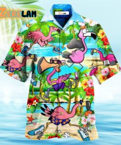 Flamingo The Running Flamingoes Hawaiian Shirt