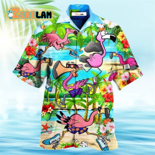 Flamingo The Running Flamingoes Hawaiian Shirt