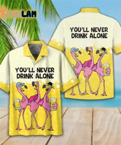 Flamingo You Will Never Drink Alone Hawaiian Shirt