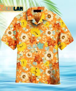 Flower Sunflowers On Orange The First Of Autumn Hawaiian Shirt