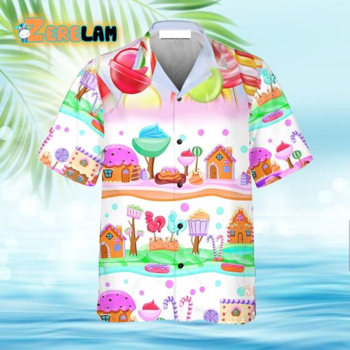 Food Dessert Colourful Cookies Candy Lolipop Hawaiian Shirt