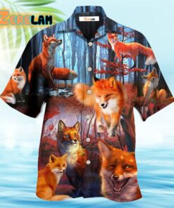 Fox Beautiful Red Forest Hawaiian Shirt