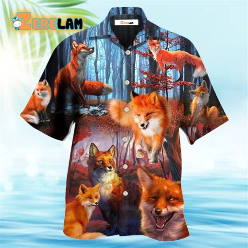 Fox Beautiful Red Forest Hawaiian Shirt