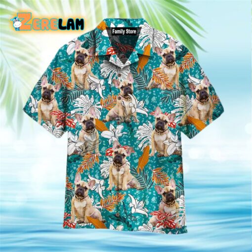 French Bulldog Tropical Leaves And Lily Flowers Summer Hawaiian Shirt