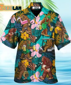 Funny Bigfoot Playing Golf and Beer Tropical Lover Hawaiian Shirt