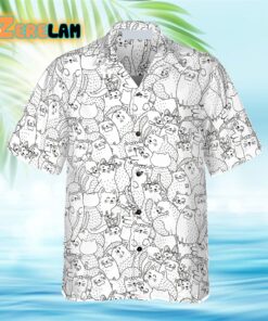 Funny Cats Black And White Pattern Hawaiian Shirt