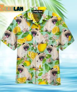 Funny Pug Dog Lemon Tropical Hawaiian Shirt