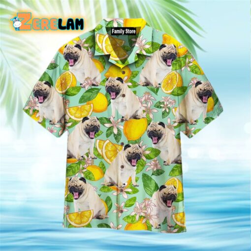 Funny Pug Dog Lemon Tropical Hawaiian Shirt